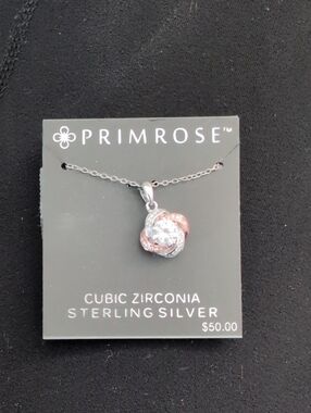 Primrose Rose Gold & Silver Knot Pendant Necklace with Cubic Zirconia
